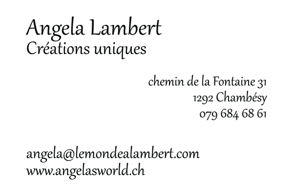 La carte de visite d'Angela